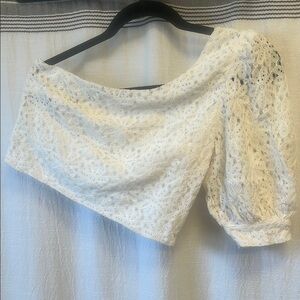 Topshop White Lace Off-Shoulder Blouse